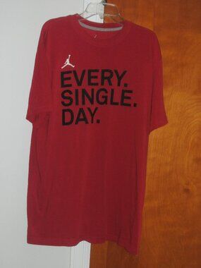 Nike Jordan Dri Fit Red EVERY SINGLE DAY Graphic Short Sleeve Tee T Shirt size L